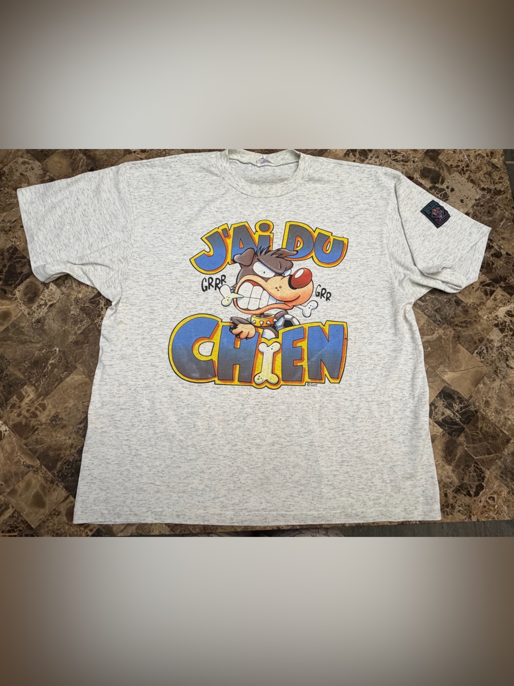 Vintage 90s Humeur design short sleeve “ J’ai du chien” unisex size large